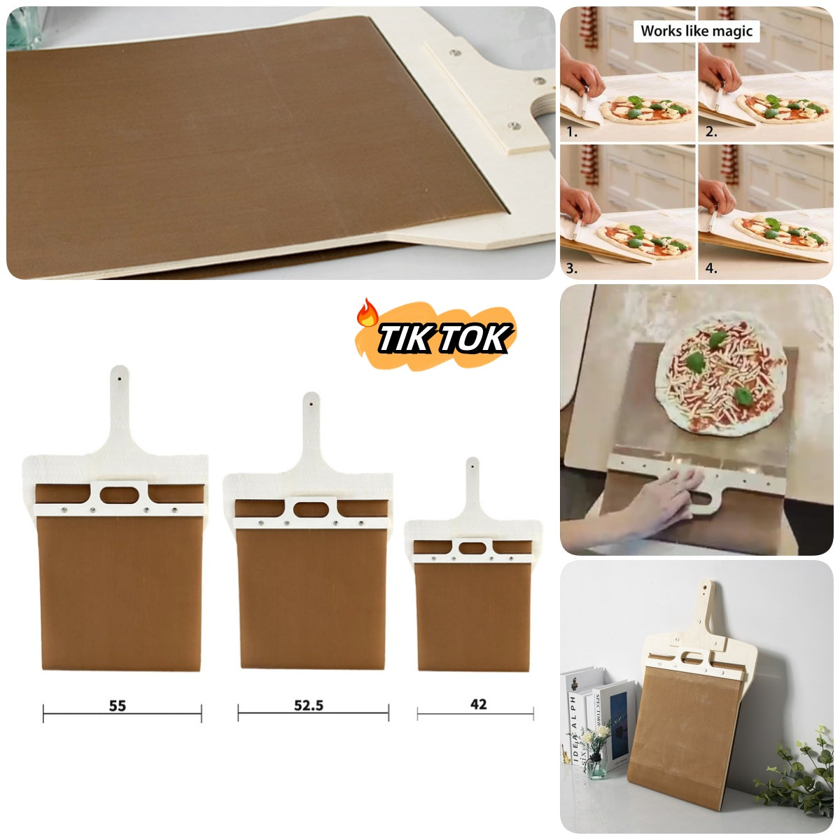 3 Sizes Sliding Pizza Peel Shovel