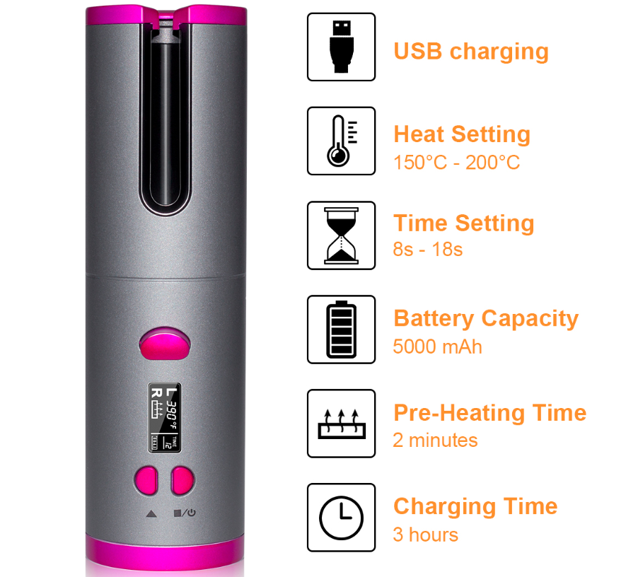 Curling Iron USB Wireless Multifunctional Charging Curler