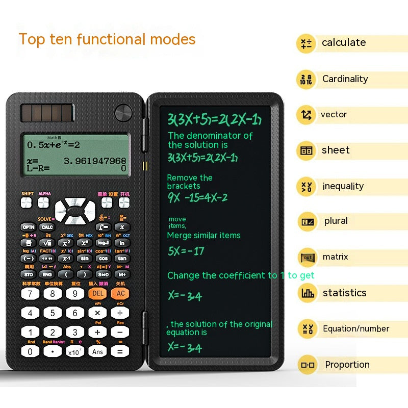 2 In 1 Foldable Scientific Calculators Handwriting Tablet Learning